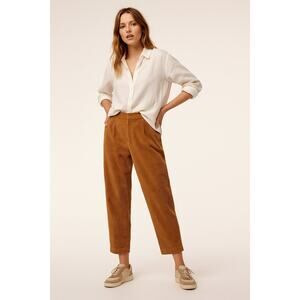 Aritzia Wilfred High Rise Mia Slouchy Cropped Straight Corduroy Trouser Pant
